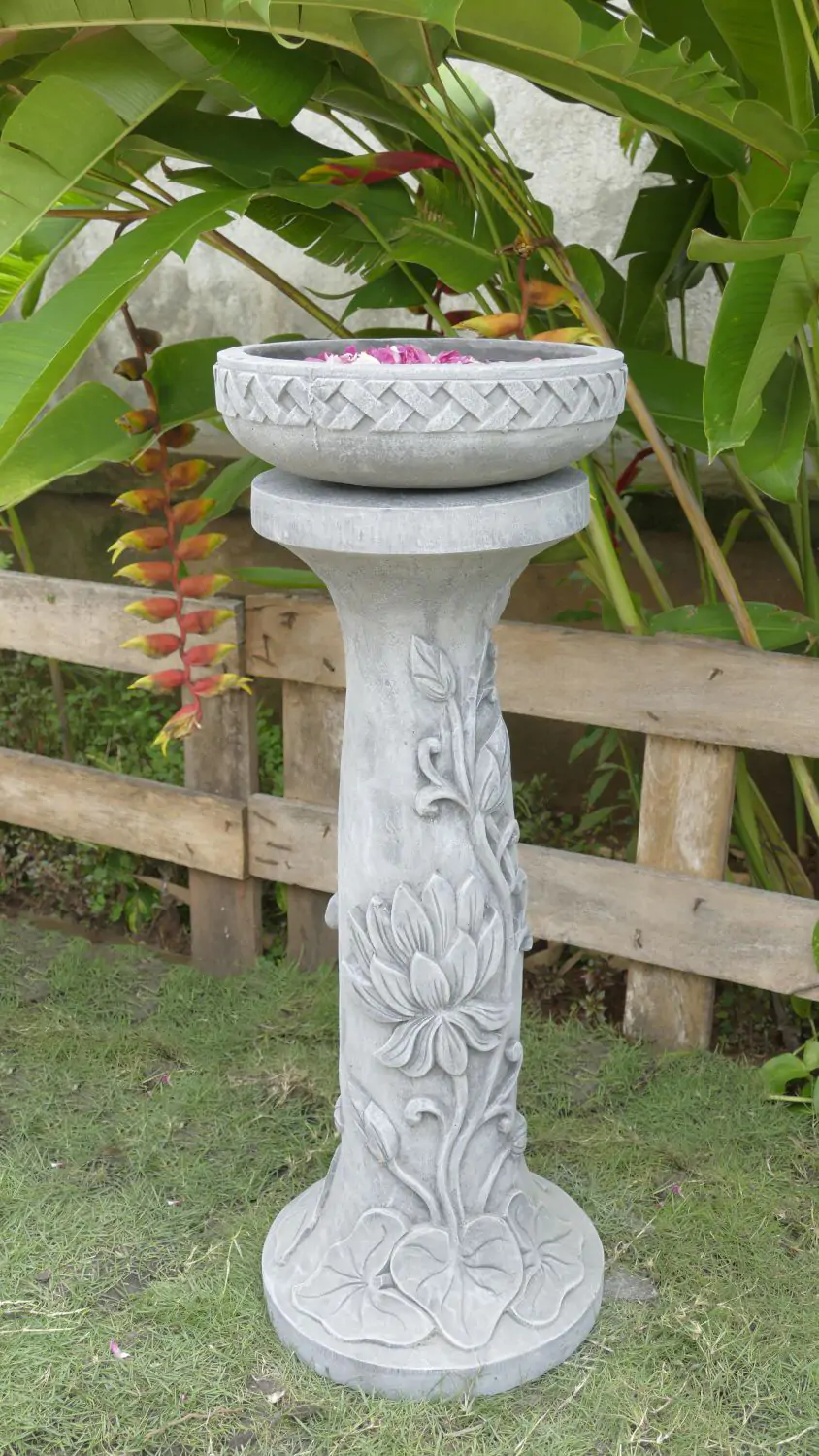  Product image 3 of the product “Rinjani - pedestal, tapered, with lotus motif, Ø 30cm, 71cm H | cast stone ”